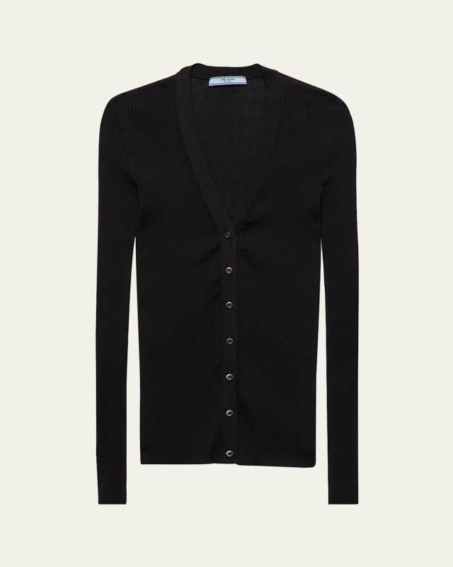 Cotton Rib V-Neck Cardigan